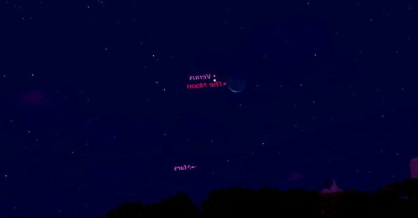 Un espectacular fenómeno de Venus y la luna creciente