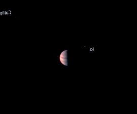 Juno capturó  imagen de Júpiter y sus cuatro lunas galileas